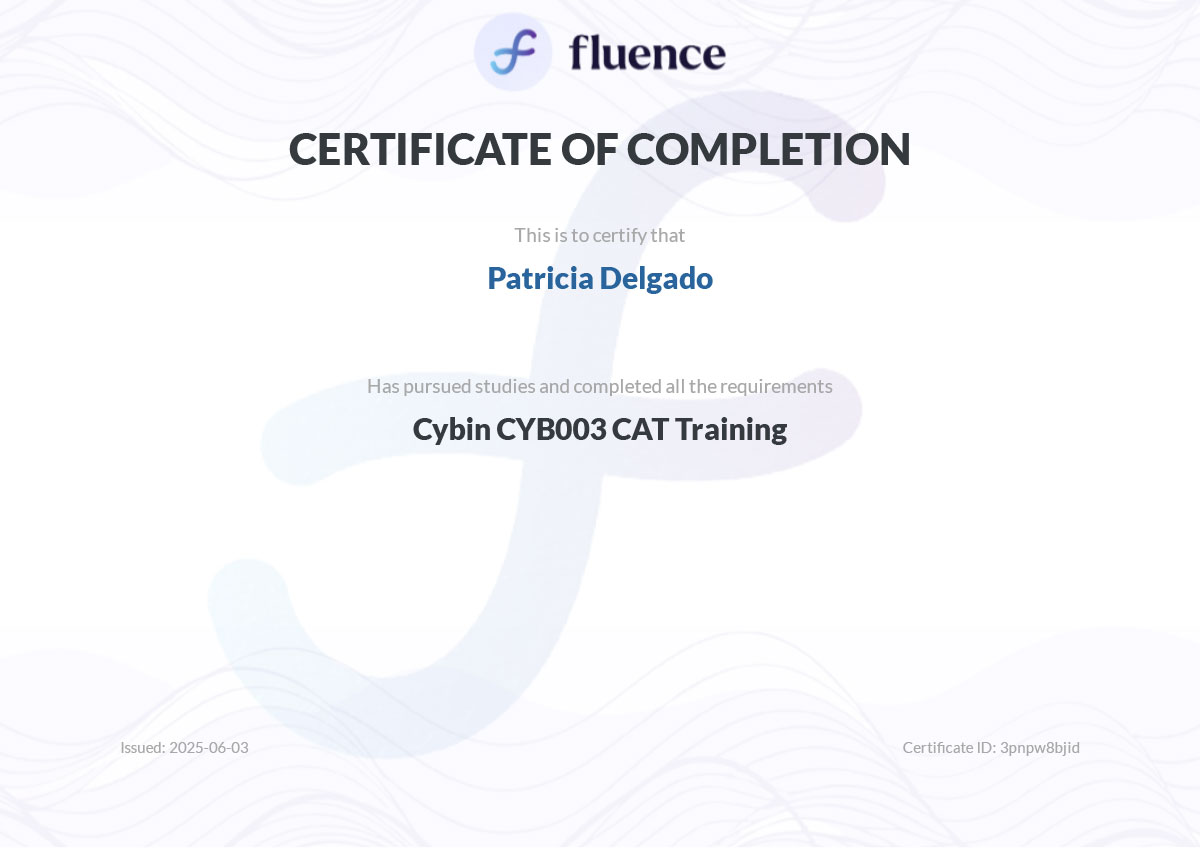 patricia-delgado-fluence-cybin-training-certificate